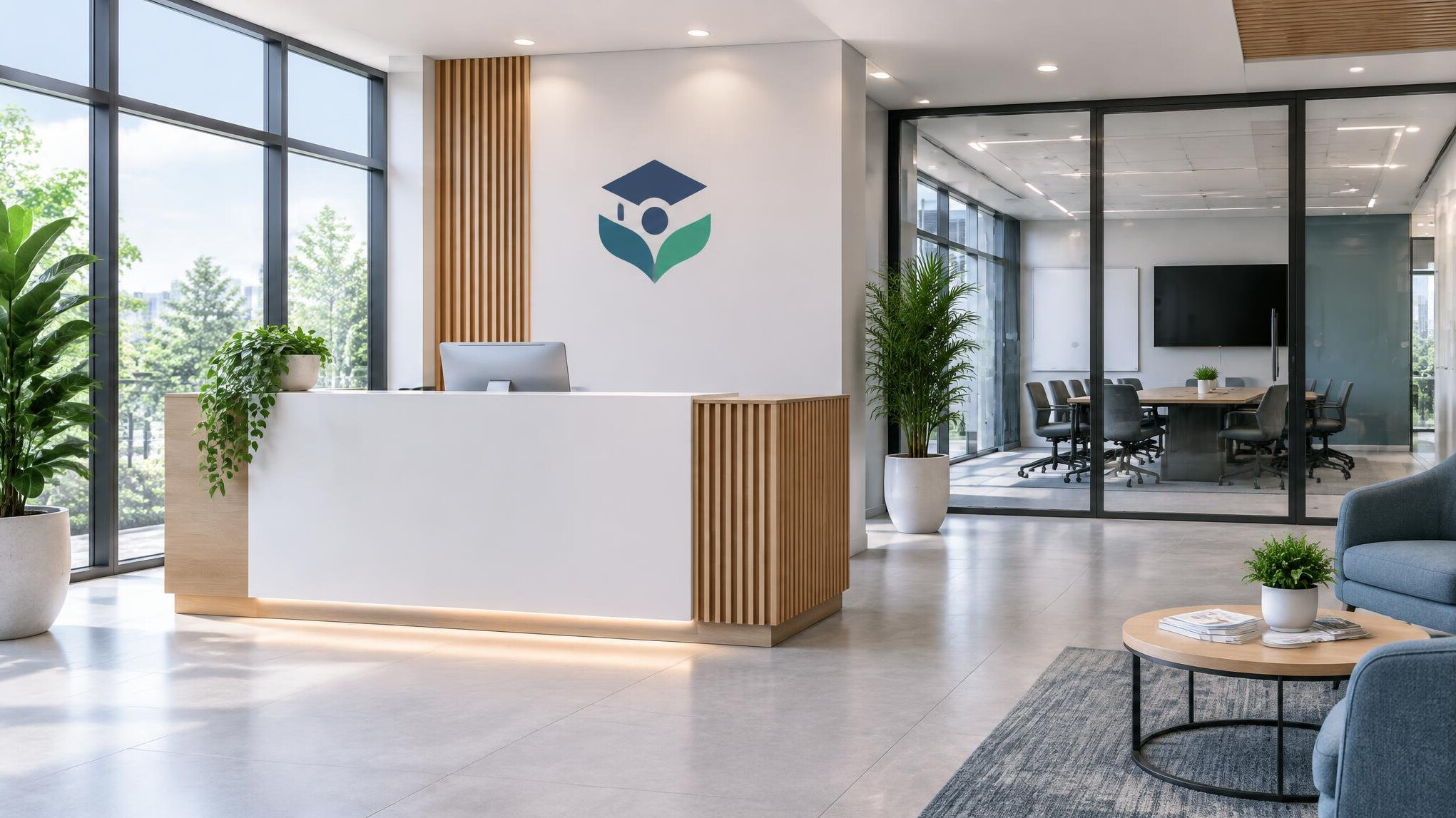 Bright modern reception and office interior